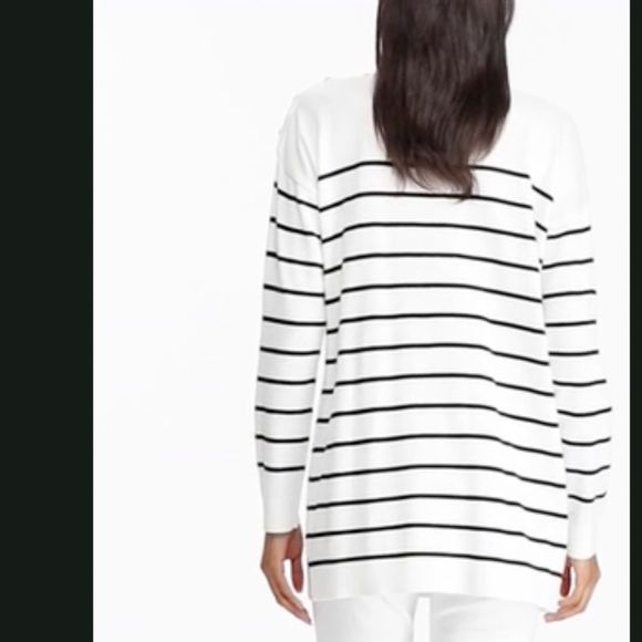 RL NWT White/Blue Stripe w/ Gold Logo Button Trim pullover casual sweater plus - Picture 6 of 10